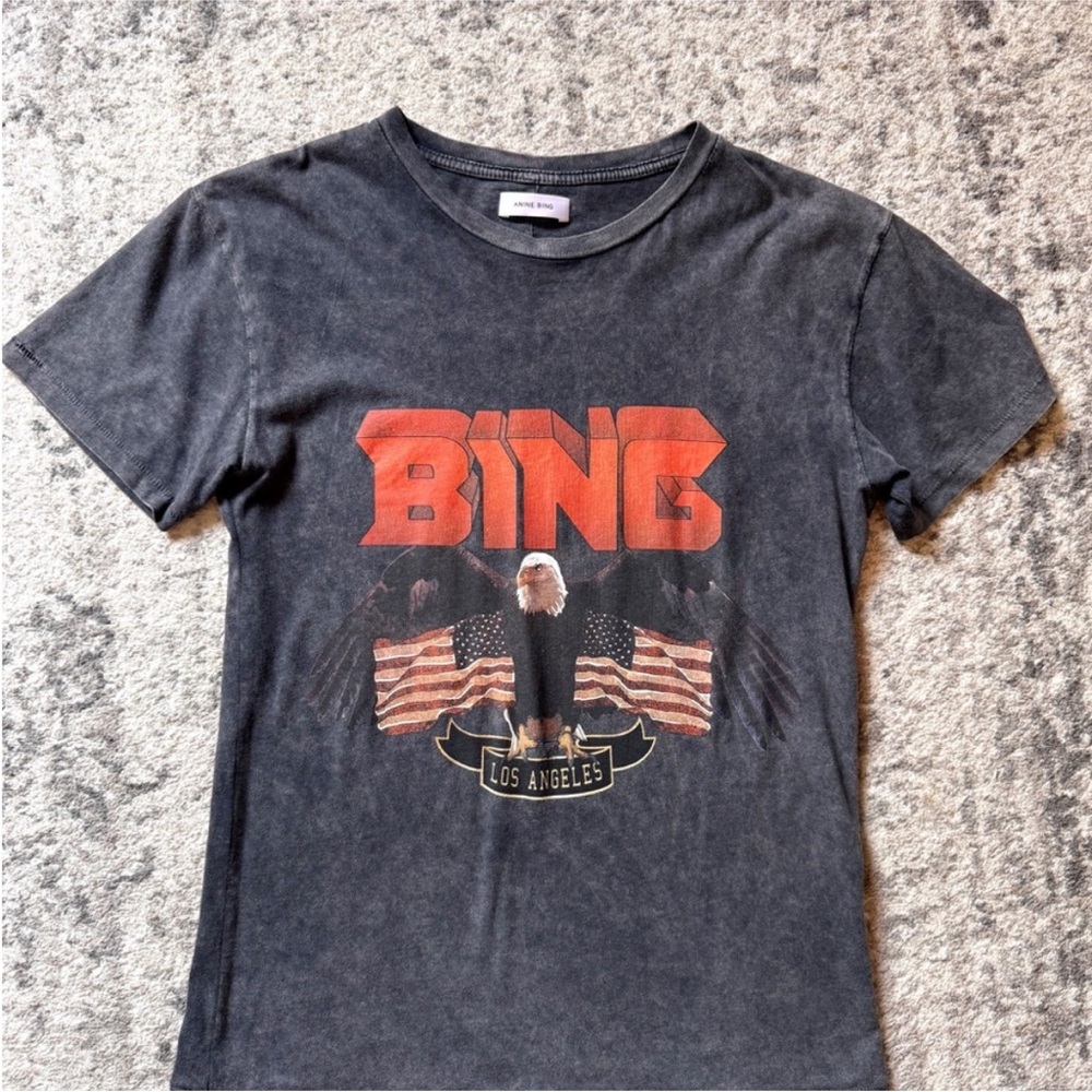 Anine bing BING logo eagle flag vintage los angels tee tshirt oversized XS - Picture 3 of 6